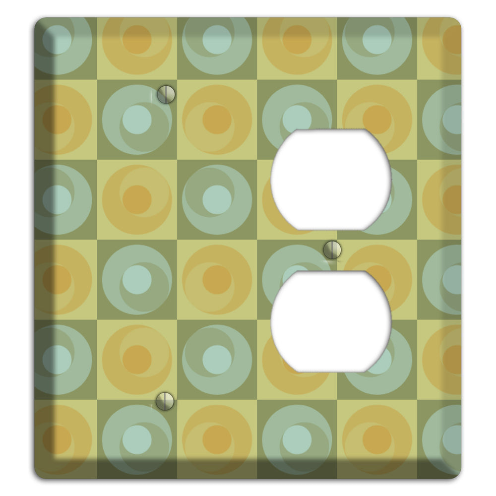 Multi Sage and Mustard Checked Circles Blank / Duplex Wallplate