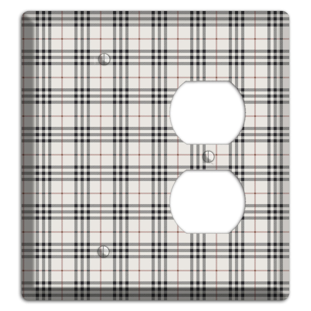 White and Black Plaid Blank / Duplex Wallplate