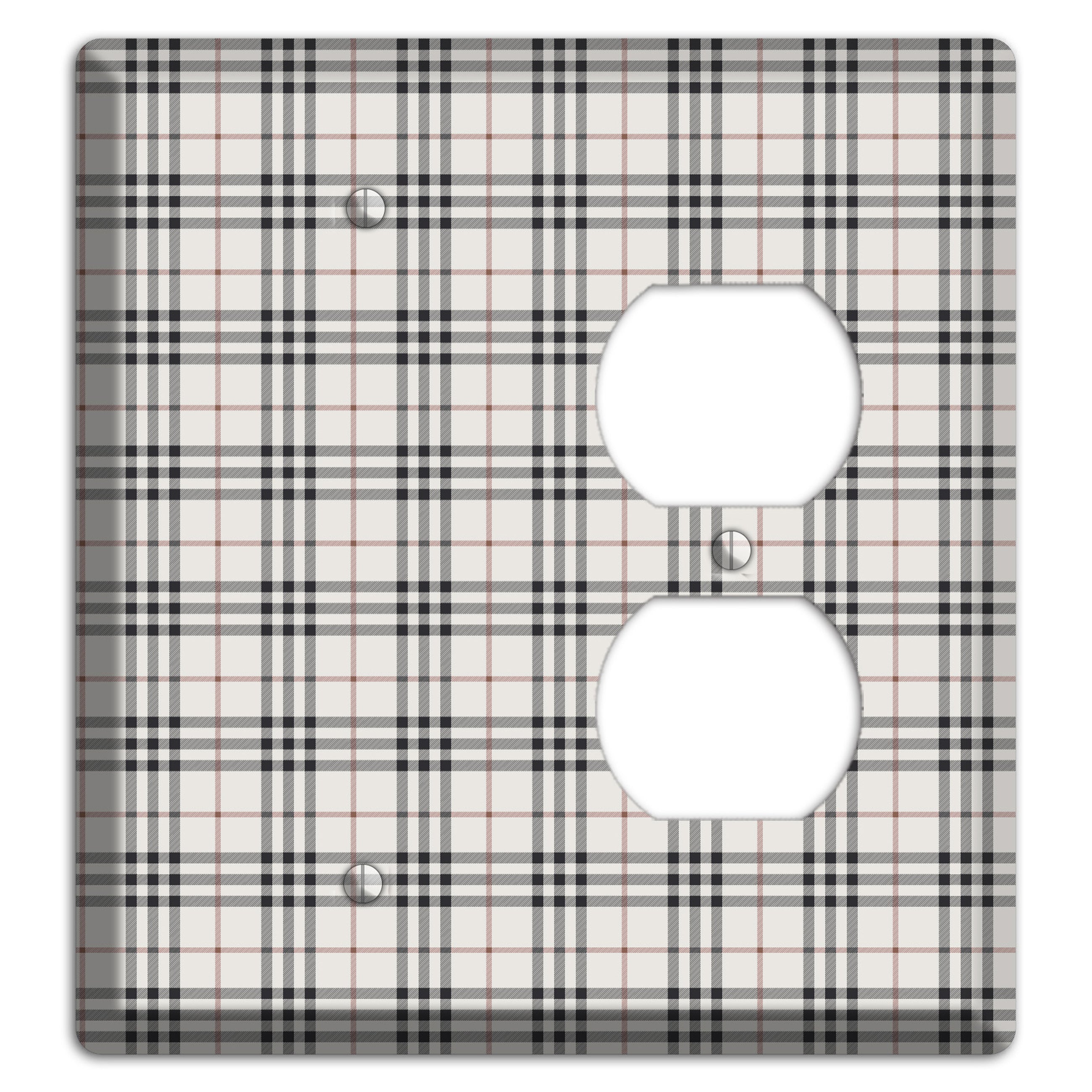 White and Black Plaid Blank / Duplex Wallplate