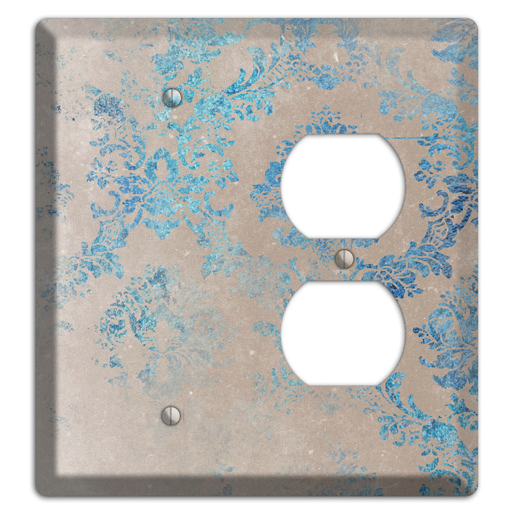 Pewter Whimsical Damask Blank / Duplex Wallplate