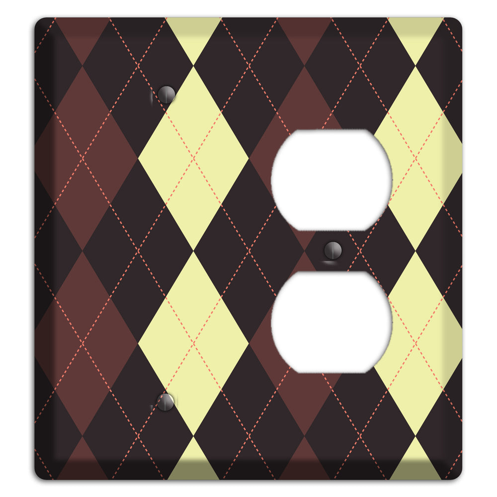 Maroon and Yellow Argyle Blank / Duplex Wallplate