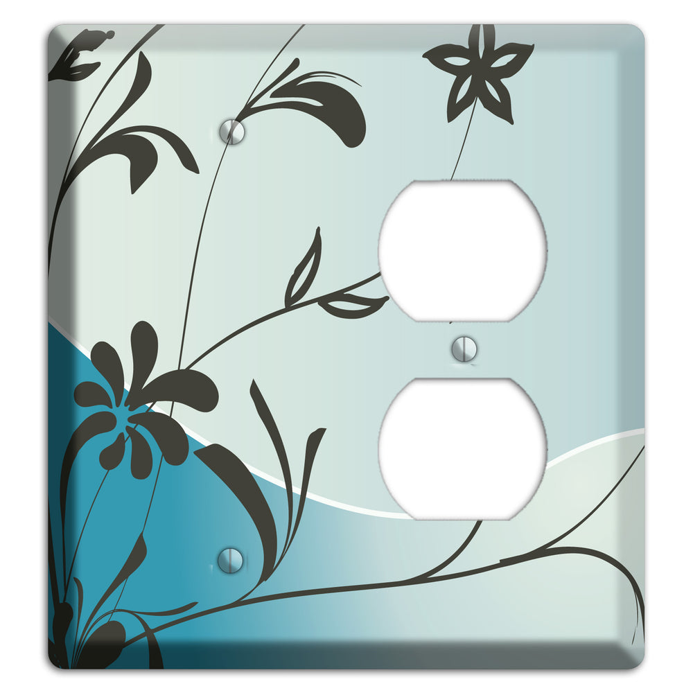 Blue-grey Flowers Blank / Duplex Wallplate