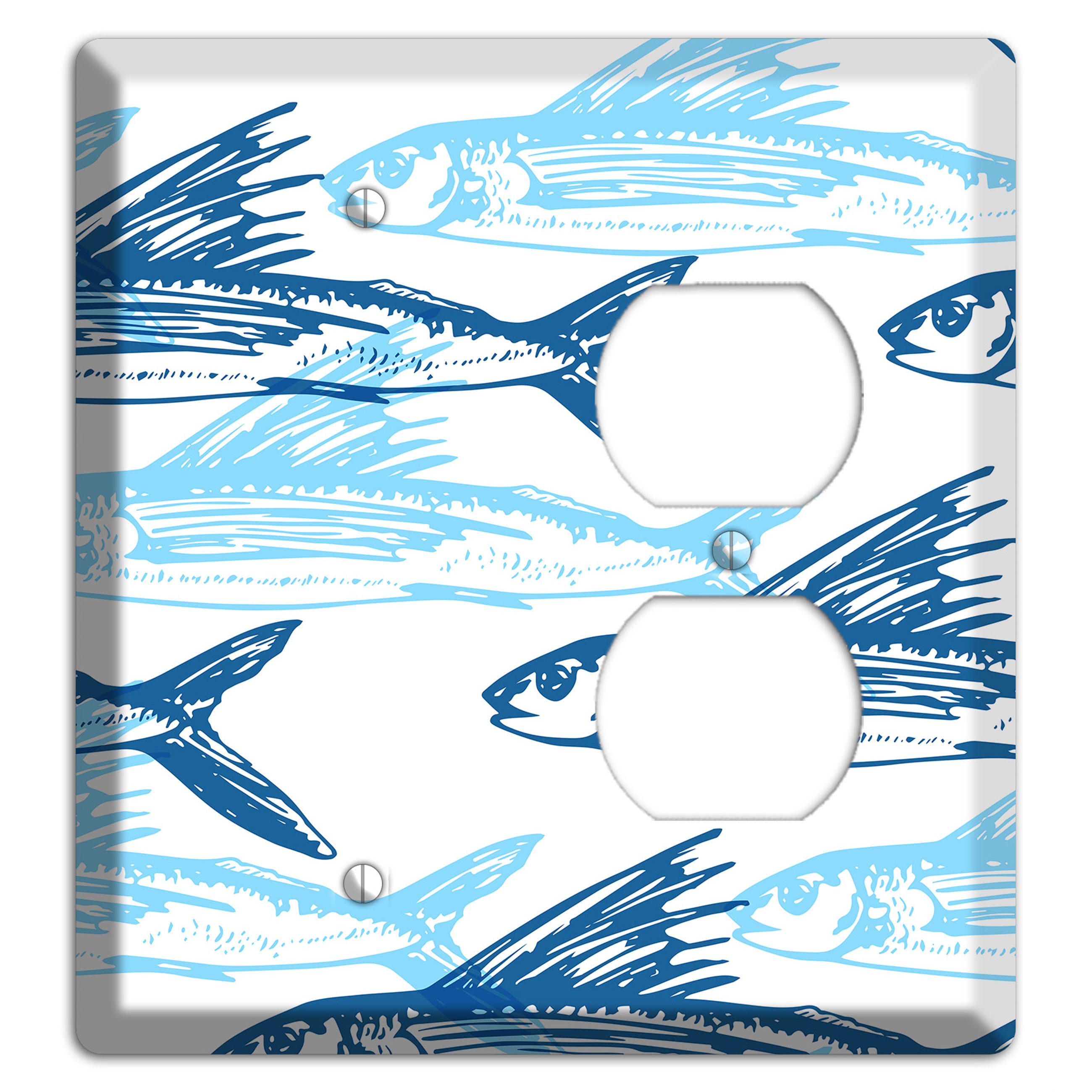 Multi-Blue Fish Blank / Duplex Wallplate
