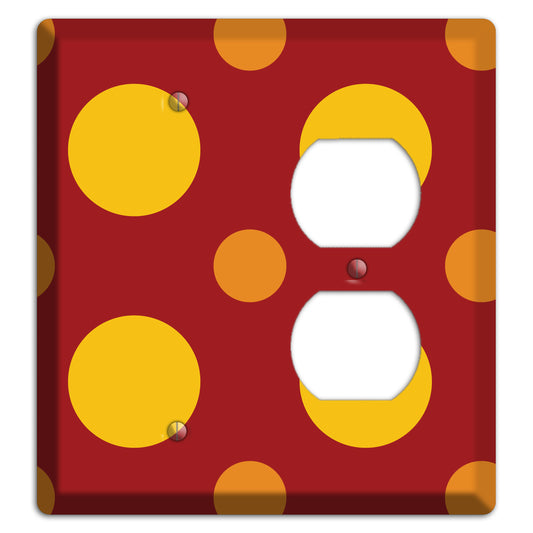 Red with Multi Orange Multi Medium Polka Dots Blank / Duplex Wallplate
