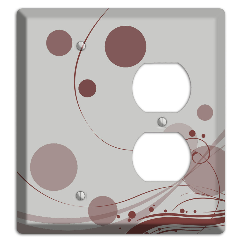 Grey with Maroon Dots and Swirls Blank / Duplex Wallplate