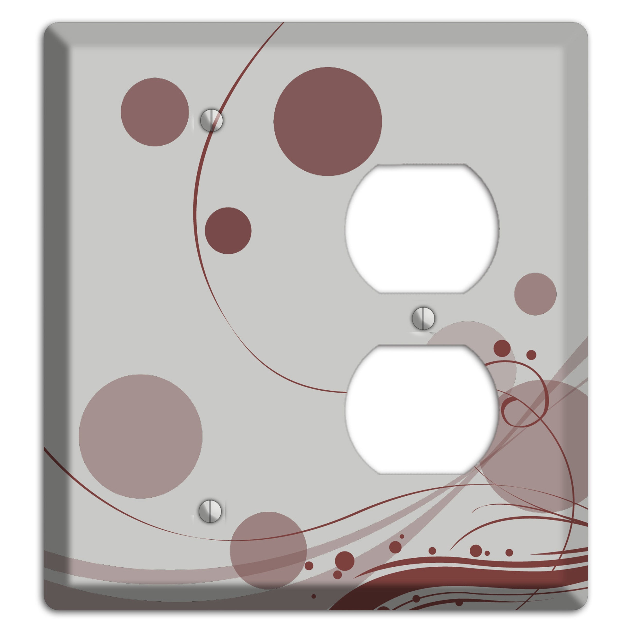 Grey with Maroon Dots and Swirls Blank / Duplex Wallplate