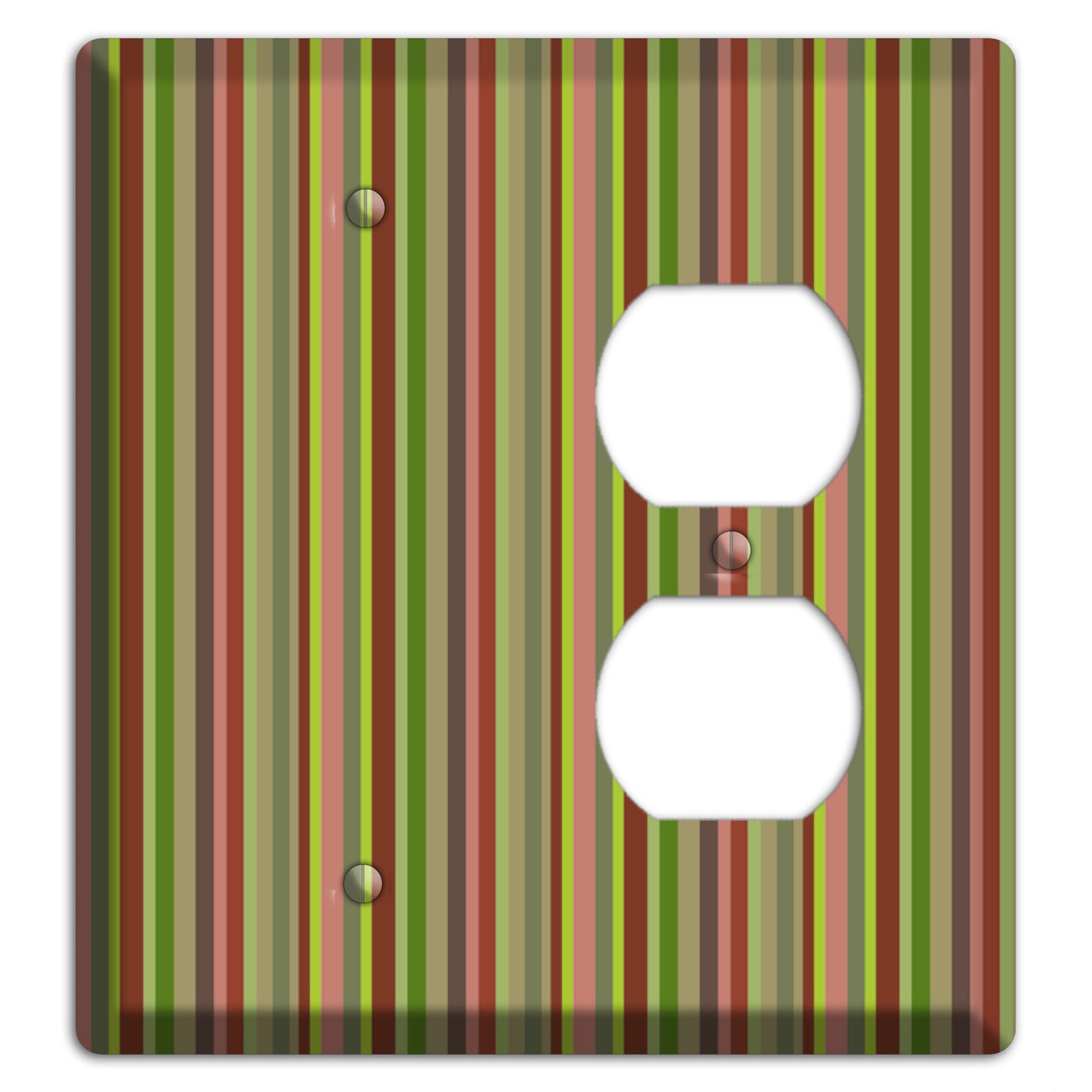 Multi Olive Burgundy Vertical Stripes Blank / Duplex Wallplate