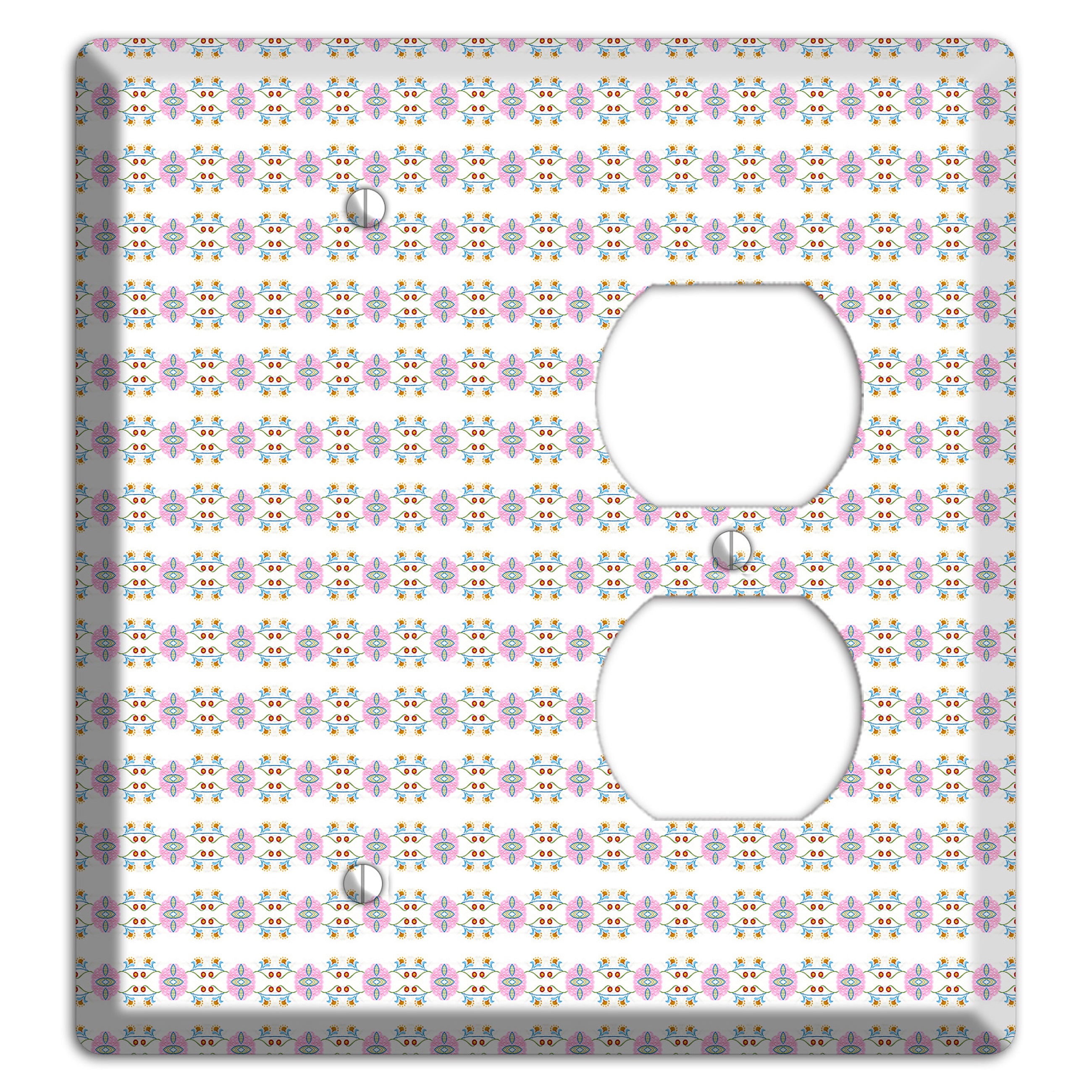 White with Lavendar Green Red Tapestry Blank / Duplex Wallplate