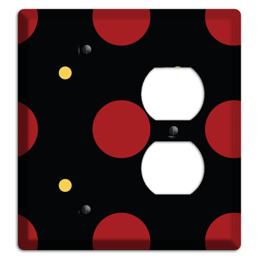 Black with Red and Yellow Multi Tiled Medium Dots Blank / Duplex Wallplate