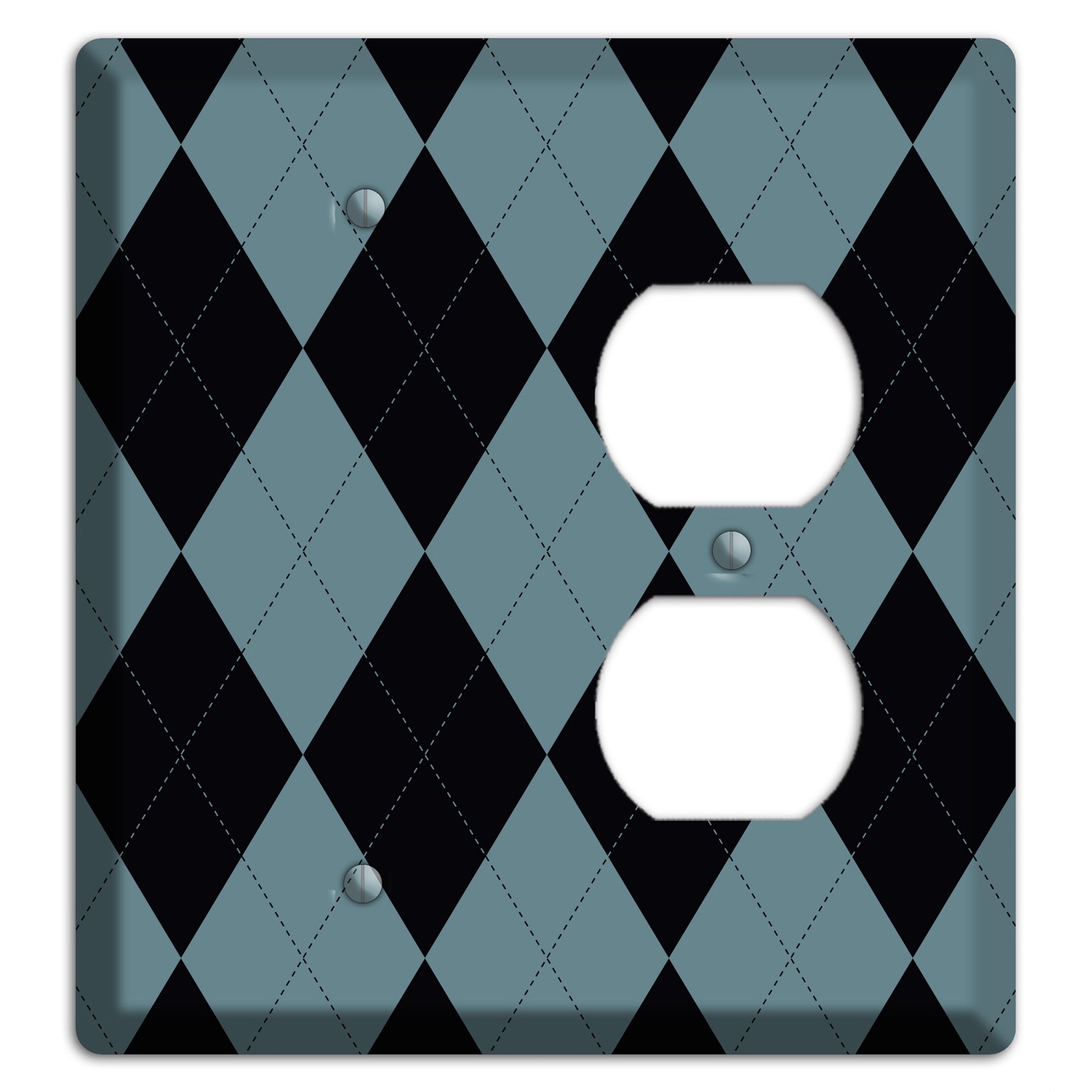 Blue and Black Argyle Blank / Duplex Wallplate