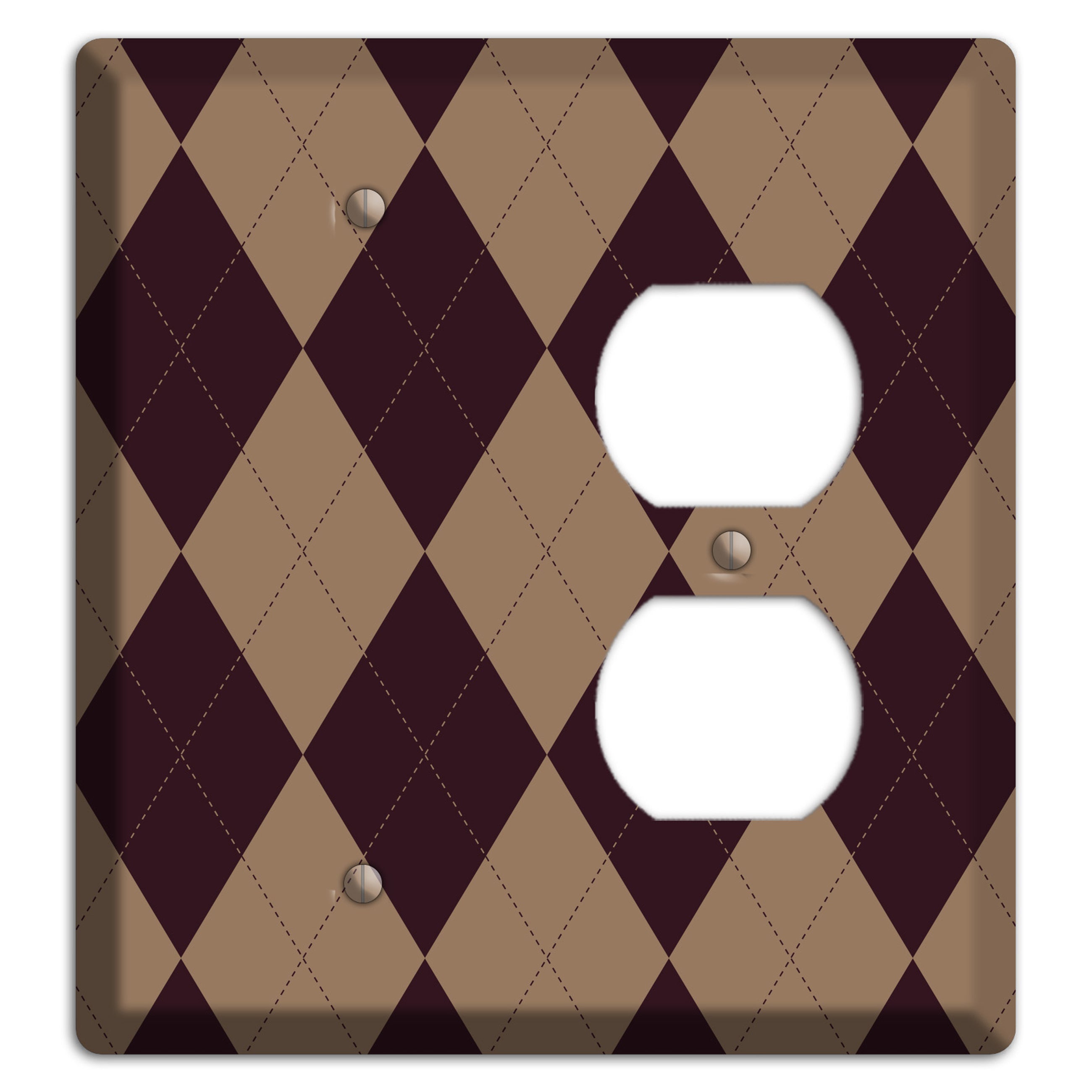 Burguny and Beige Argyle Blank / Duplex Wallplate