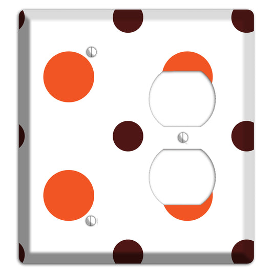 Coral and Brown Multi Medium Polka Dots 2 Blank / Duplex Wallplate