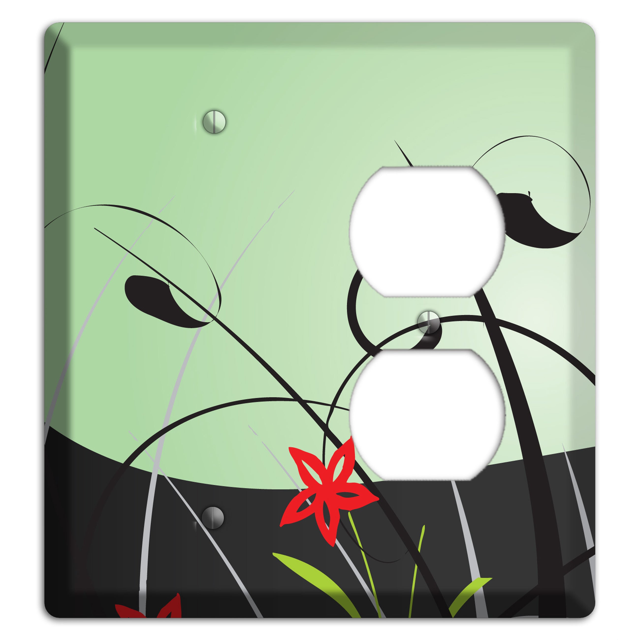 Mint Green Floral Sprig Blank / Duplex Wallplate