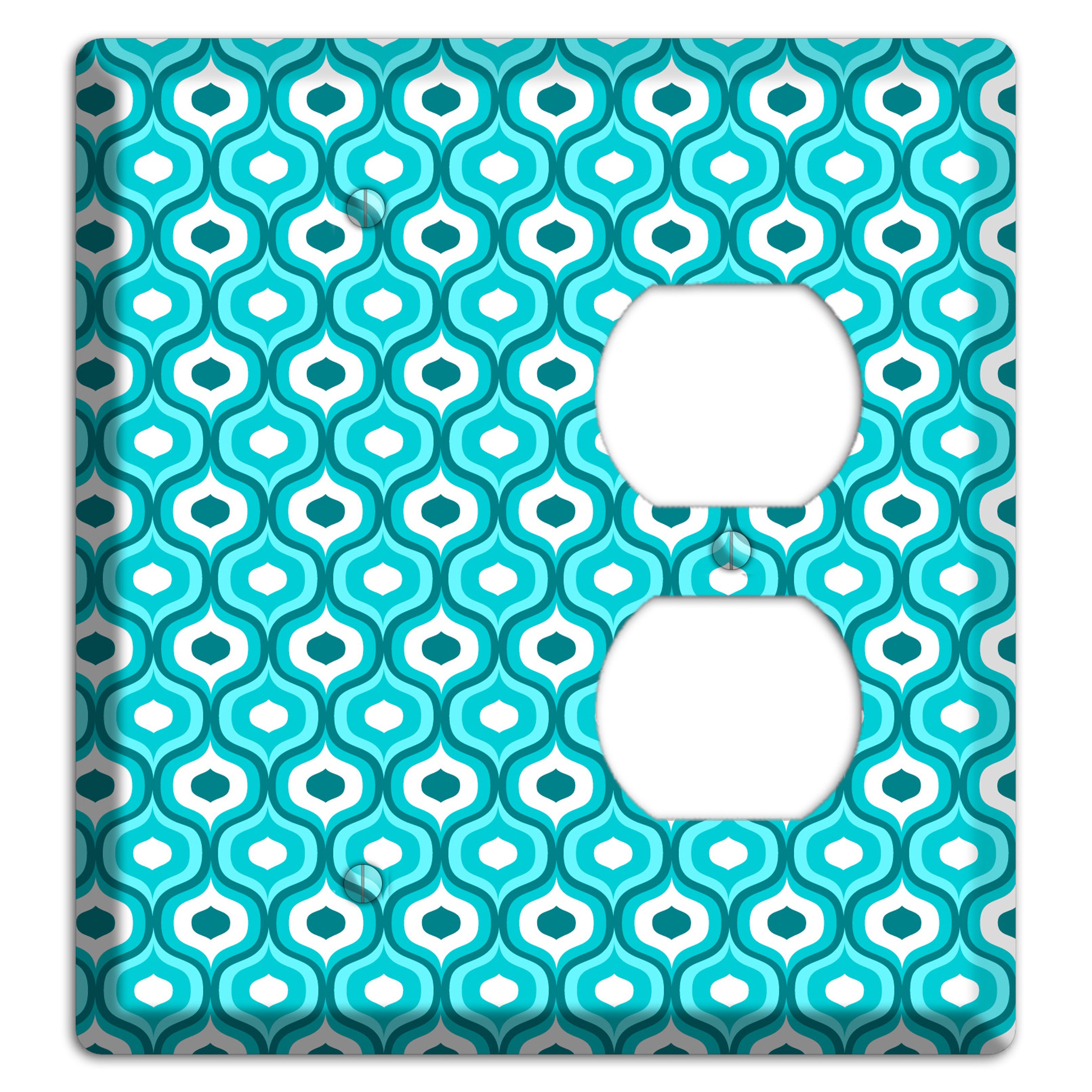 Multi Turquoise Double Scallop 2 Blank / Duplex Wallplate