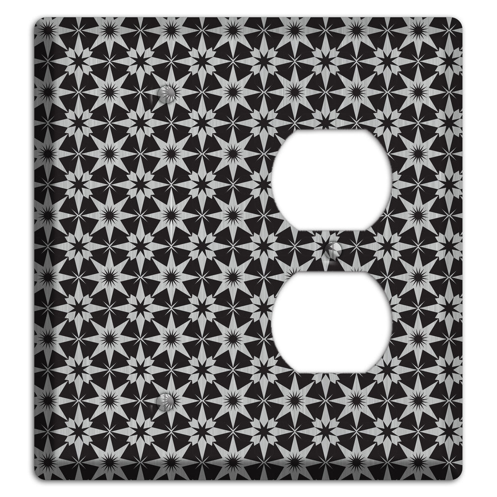 Black with Stainless Steel Foulard Blank / Duplex Wallplate