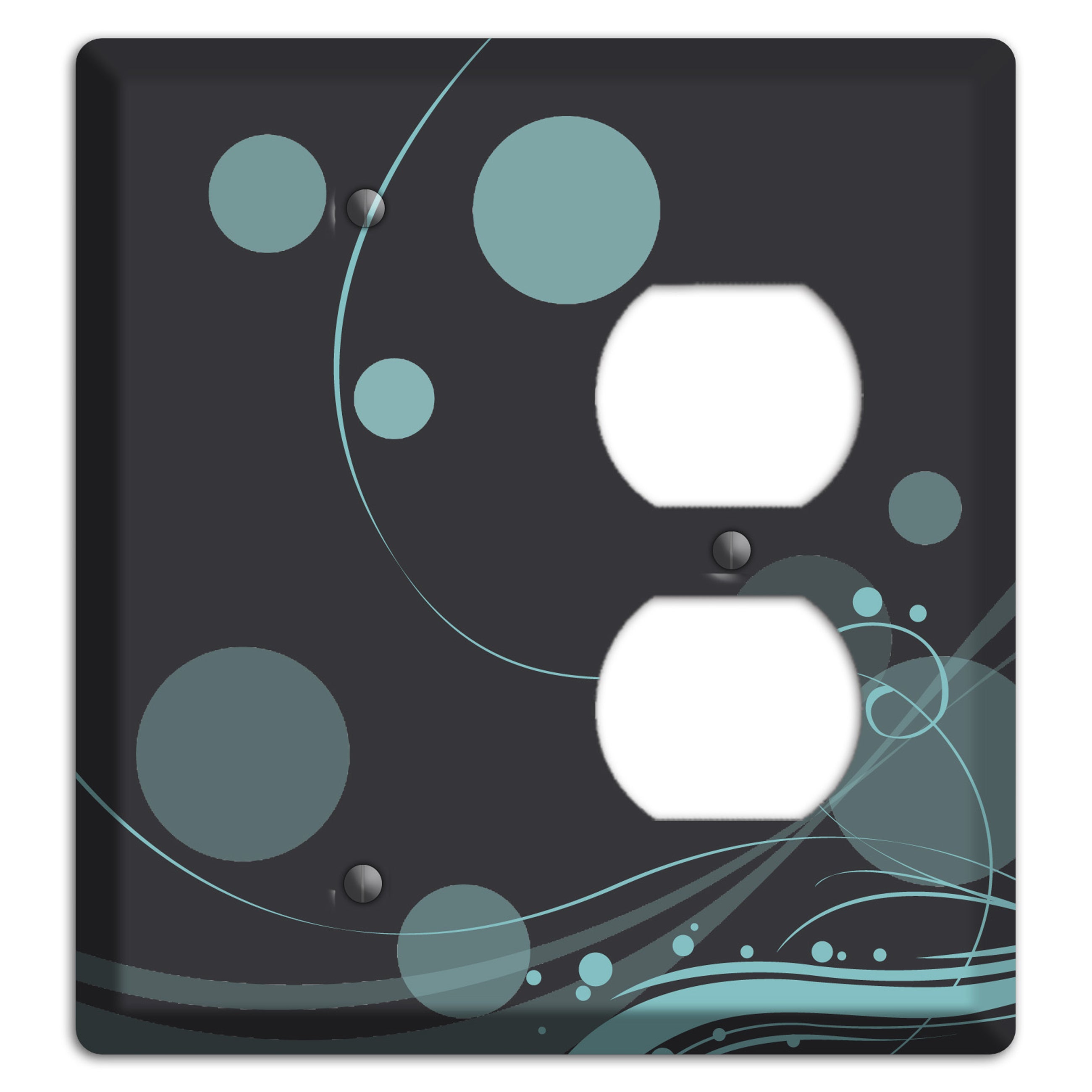Dark Grey with Blue-grey Dots and Swirls Blank / Duplex Wallplate