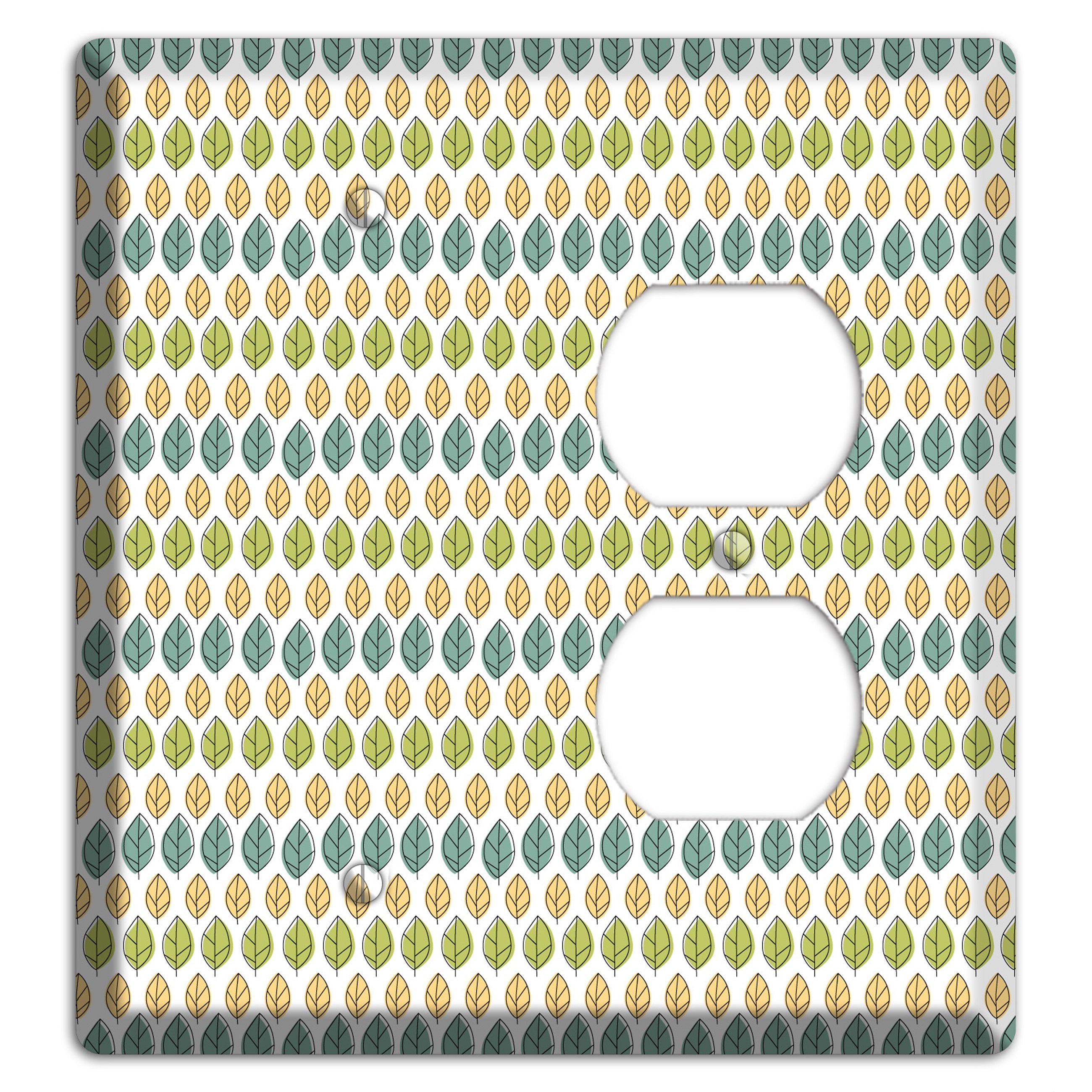 Sage Beige Dusty Blue Leaf Contour Blank / Duplex Wallplate