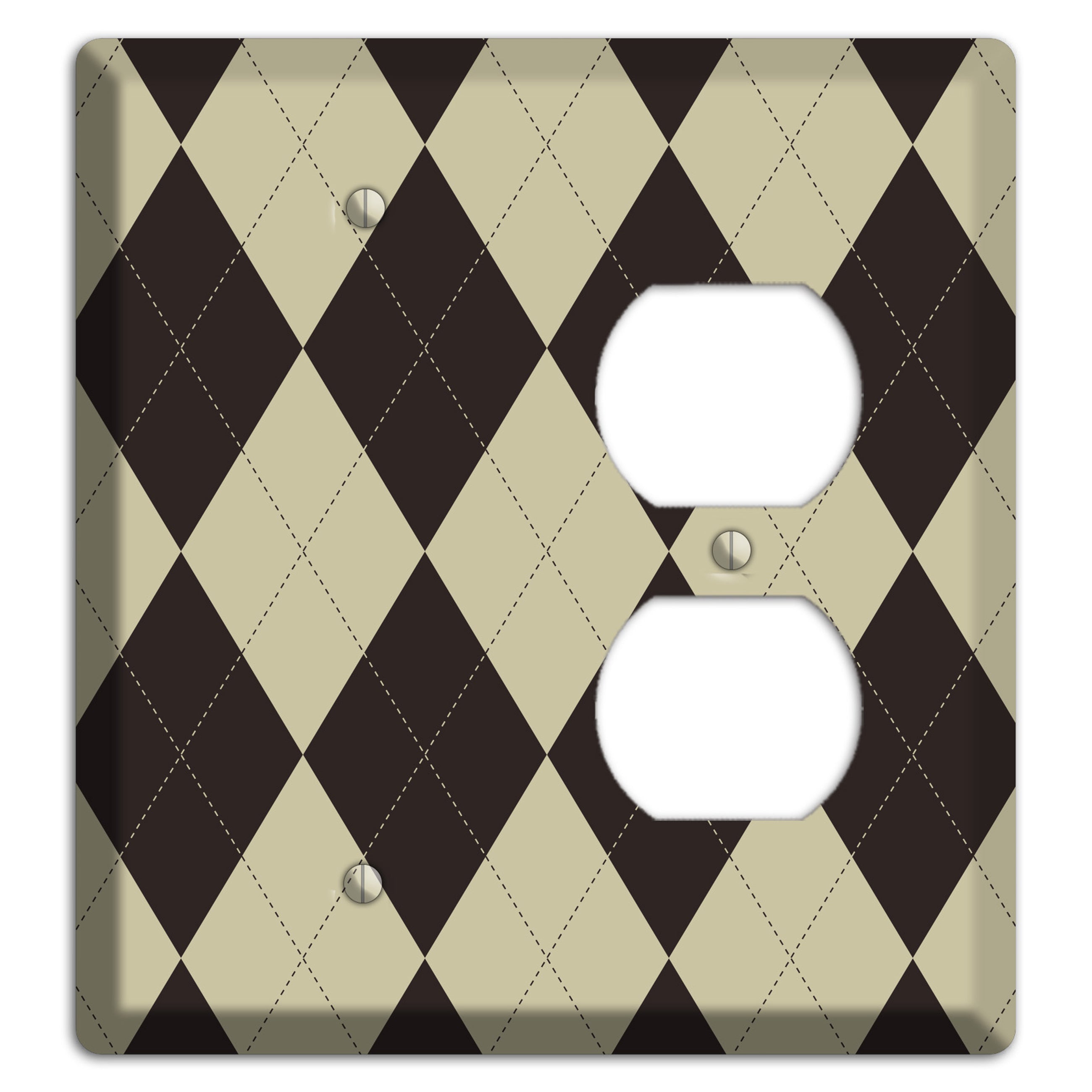 Beige and Black Argyle Blank / Duplex Wallplate