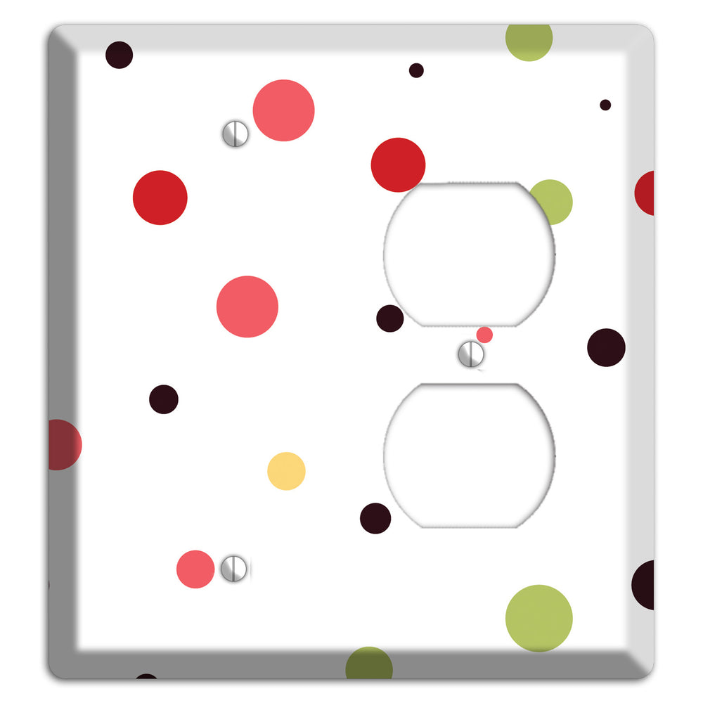 White with Multi Pink Small Dots Blank / Duplex Wallplate