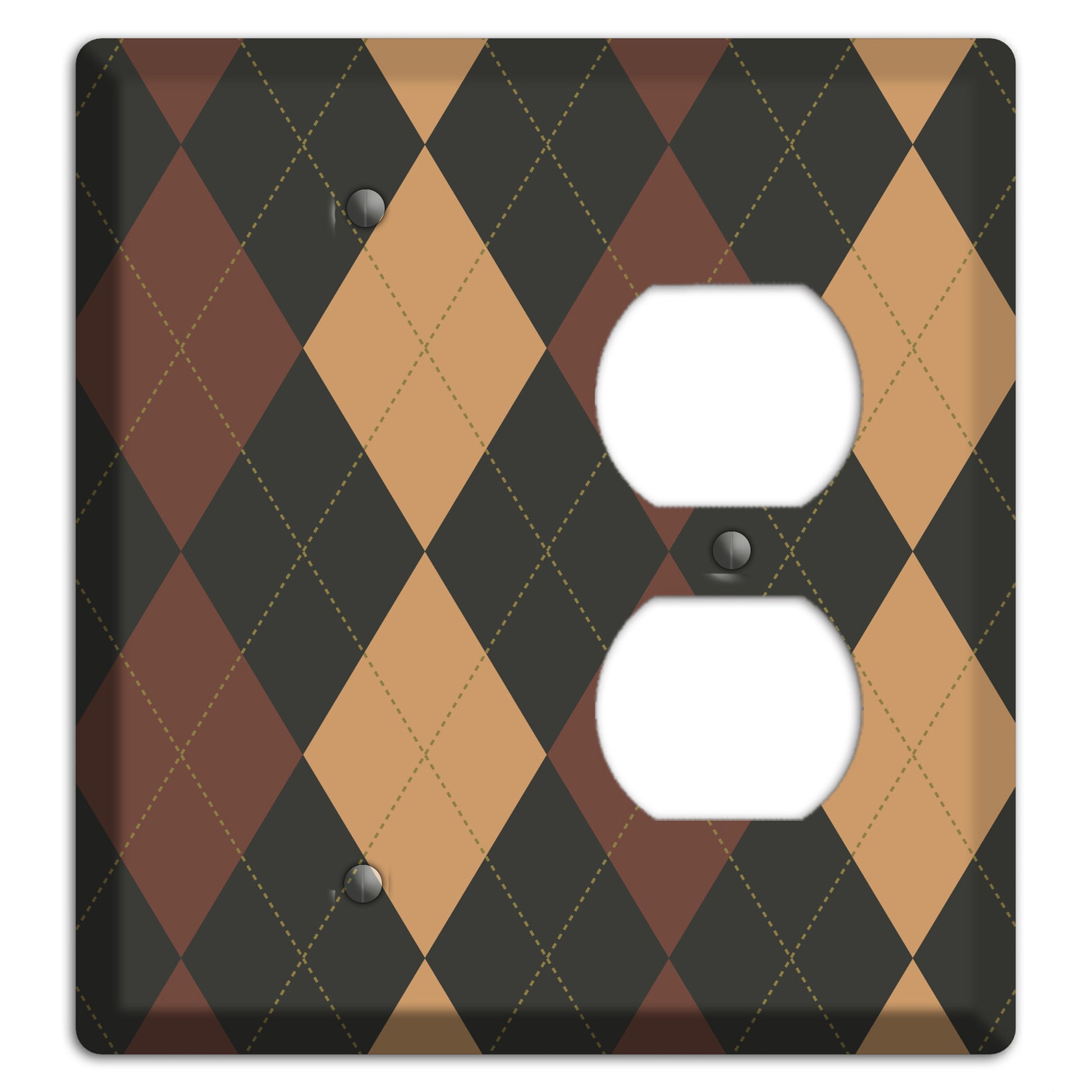 Maroon and Tan Argyle Blank / Duplex Wallplate