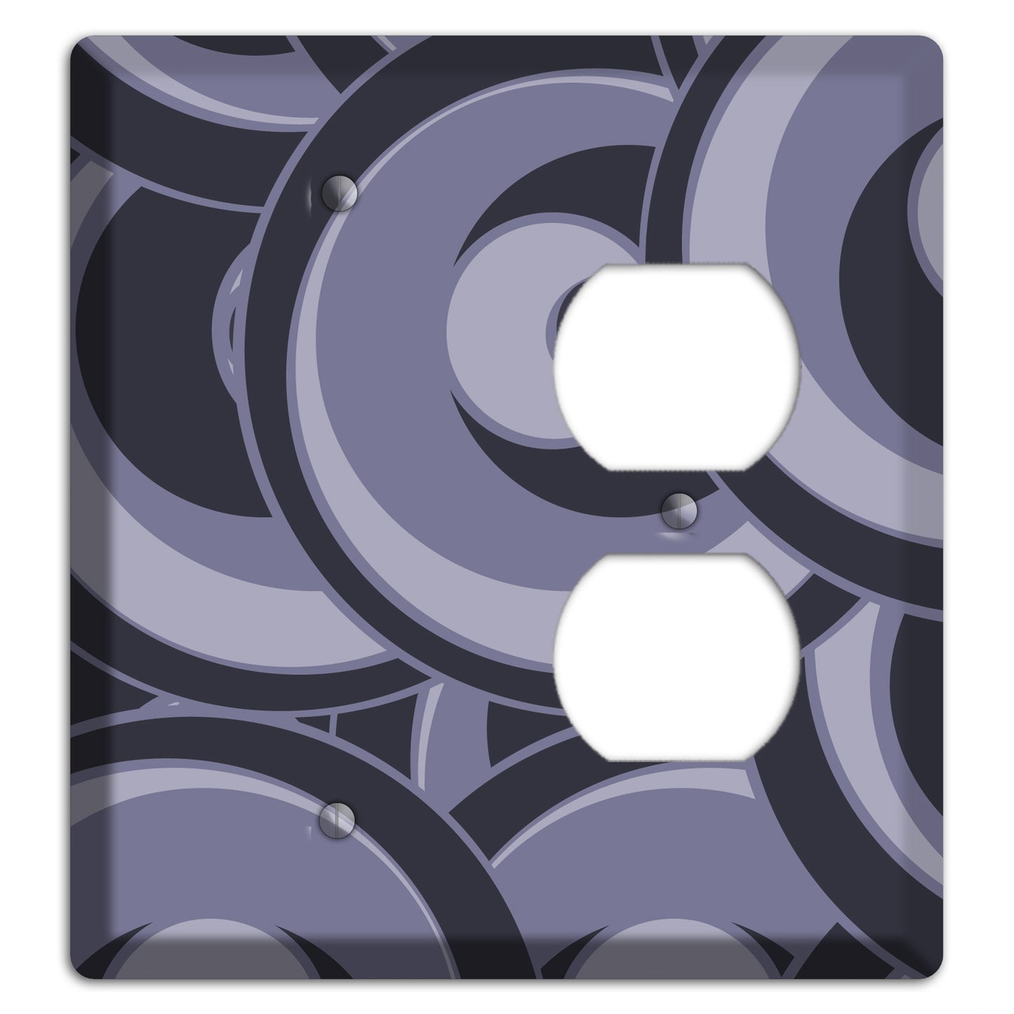 Black and Purple-grey Deco Circles Blank / Duplex Wallplate