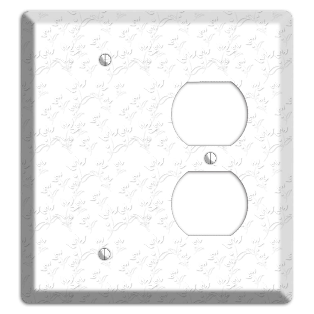 White with Grey Sprig Blank / Duplex Wallplate
