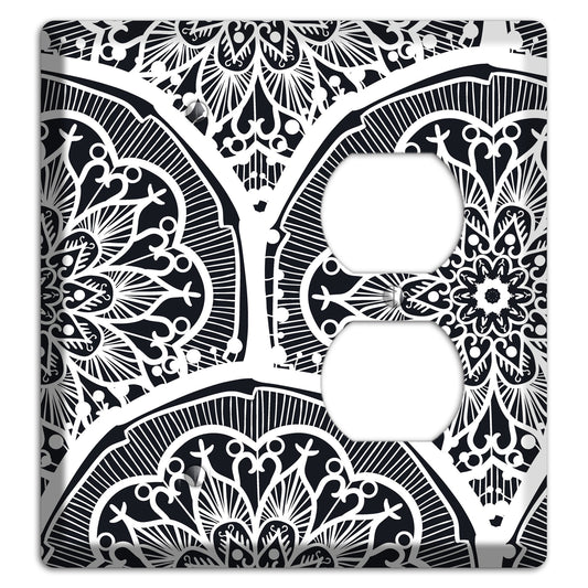Mandala Black and White Style O Cover Plates Blank / Duplex Wallplate