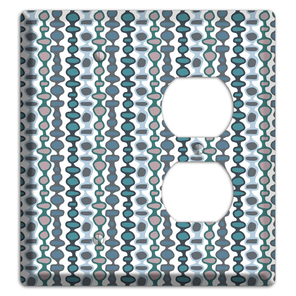 Grey and Multi Blue Bead and Reel Blank / Duplex Wallplate