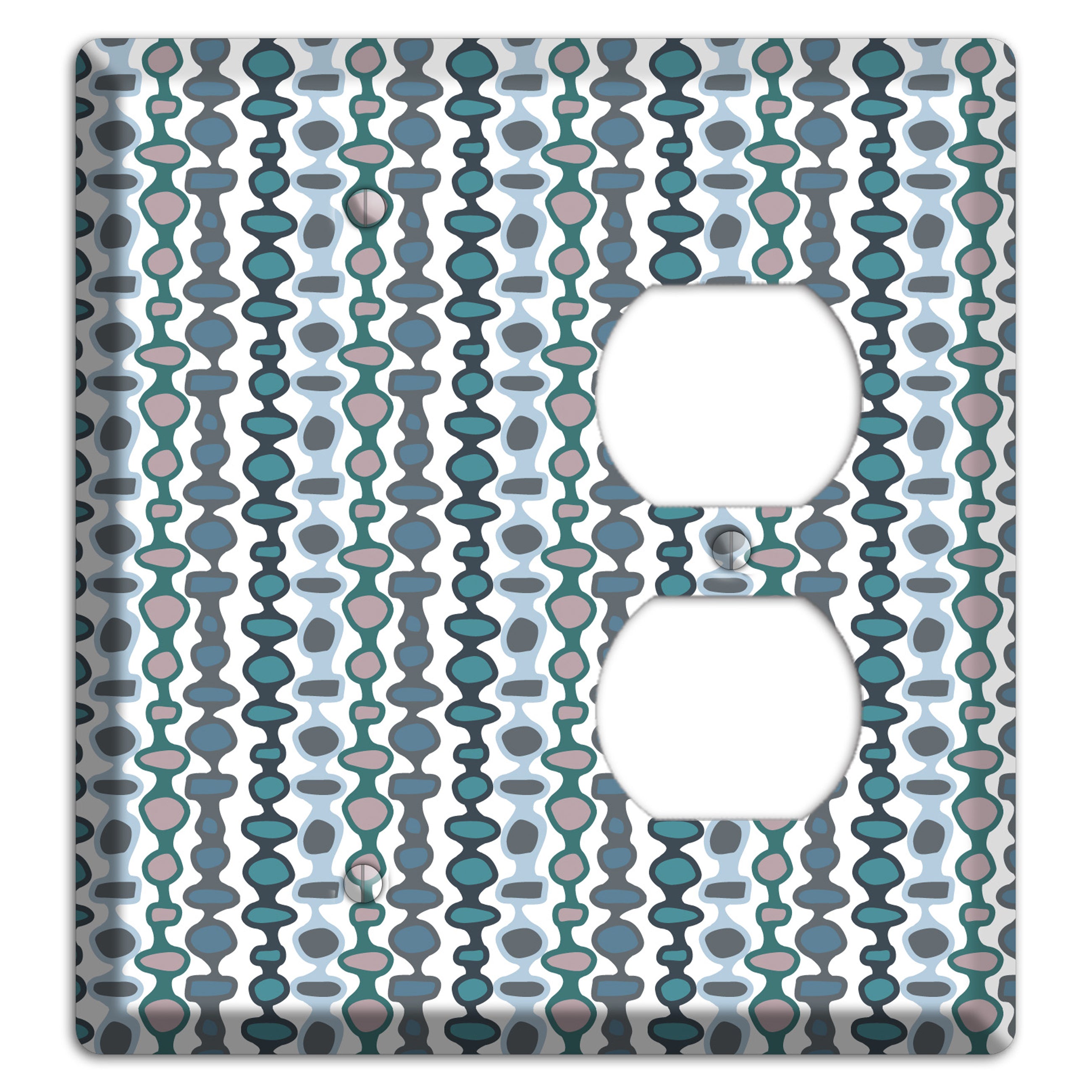 Grey and Multi Blue Bead and Reel Blank / Duplex Wallplate