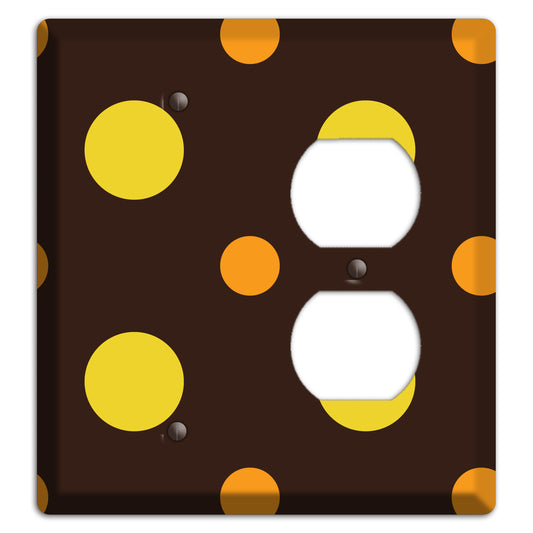 Black with Yellow and Orange Multi Medium Polka Dots Blank / Duplex Wallplate