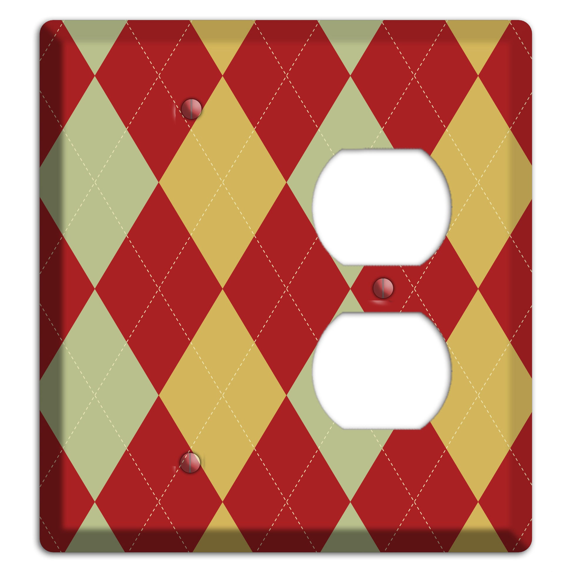 Burnt Orange and Light Green Argyle Blank / Duplex Wallplate