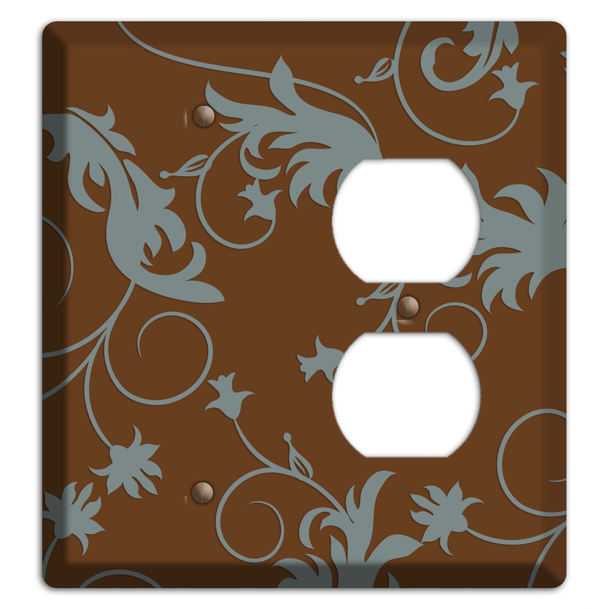 Brown and Grey Victorian Sprig Blank / Duplex Wallplate