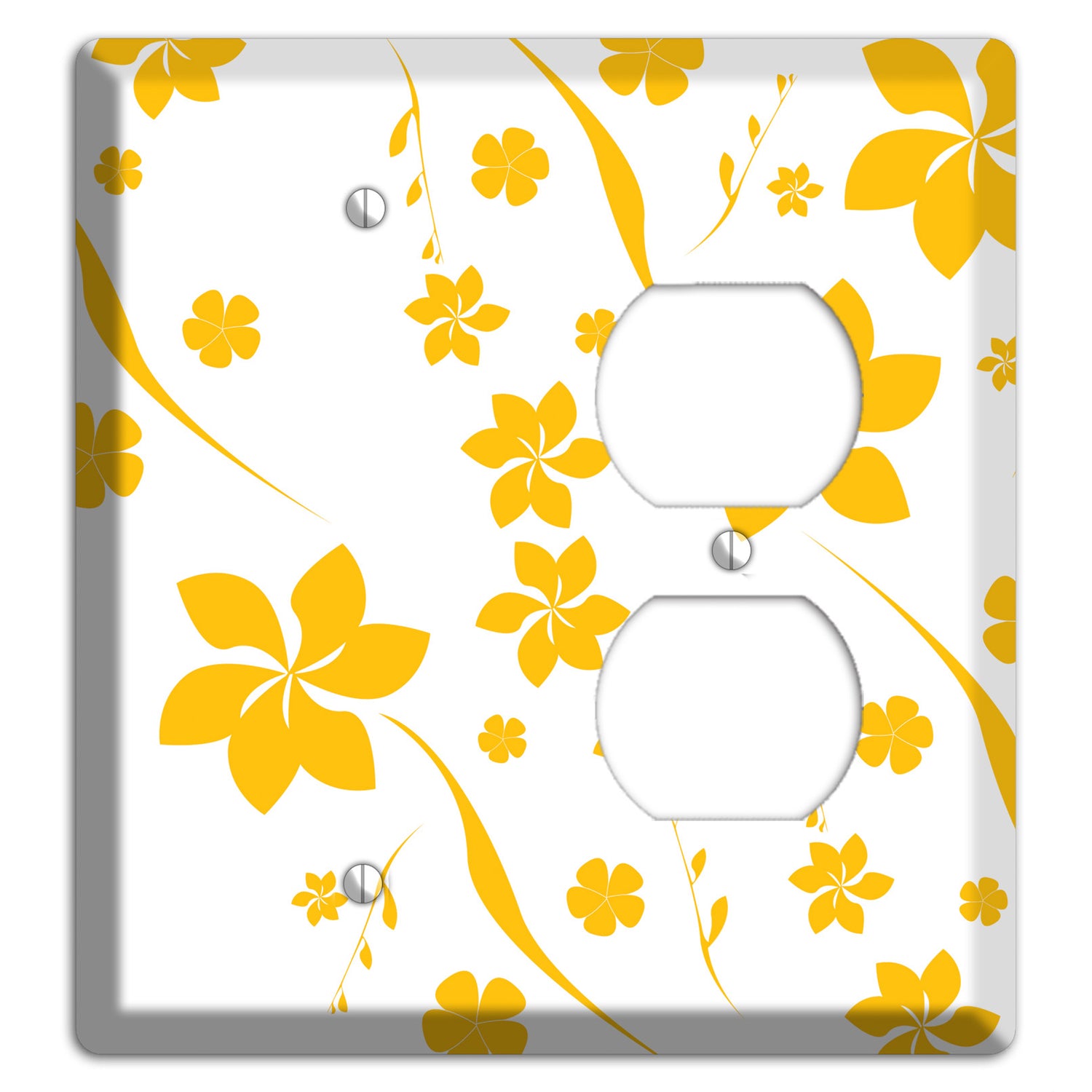 White with Yellow Flower Blank / Duplex Wallplate