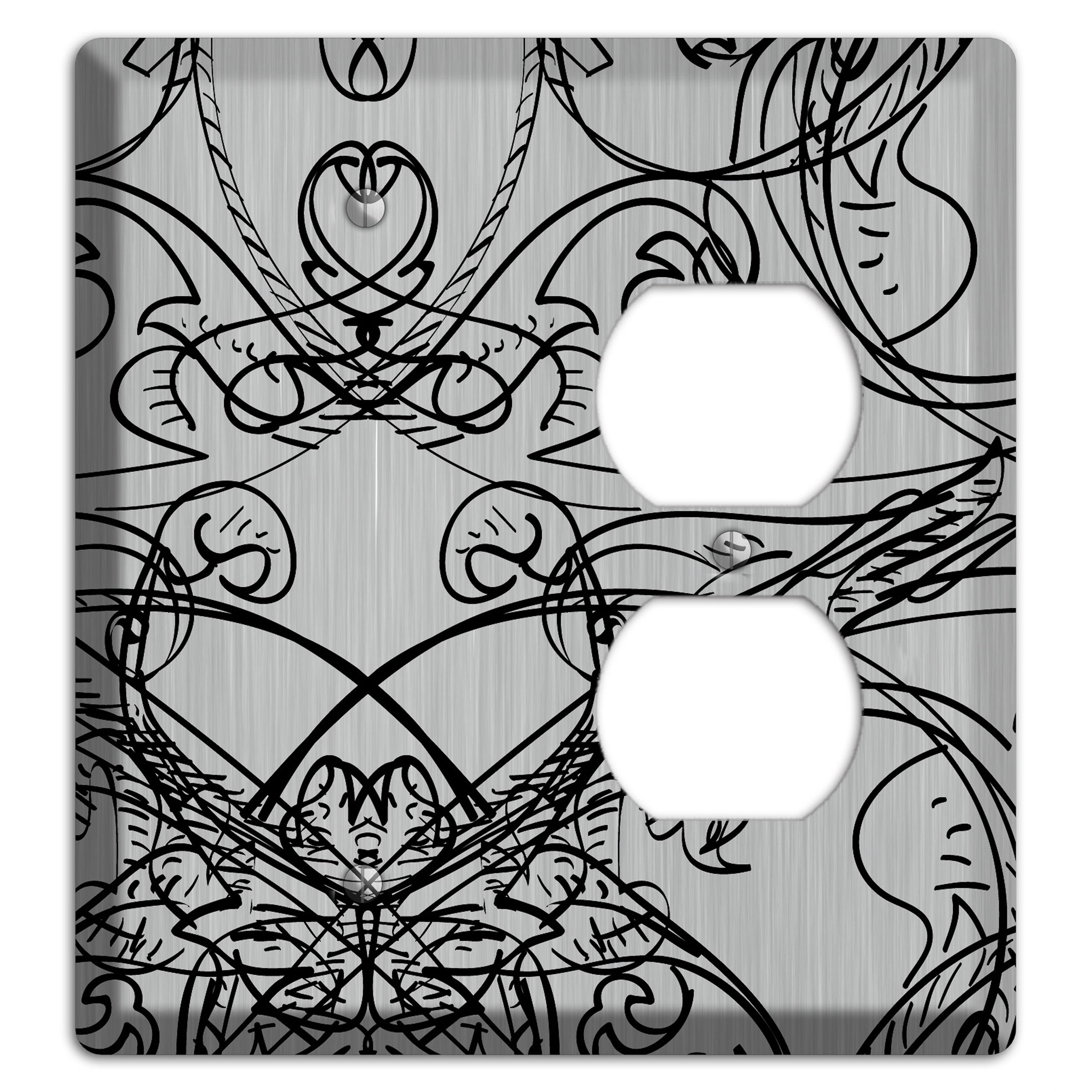 Black Deco Sketch  Stainless Blank / Duplex Wallplate
