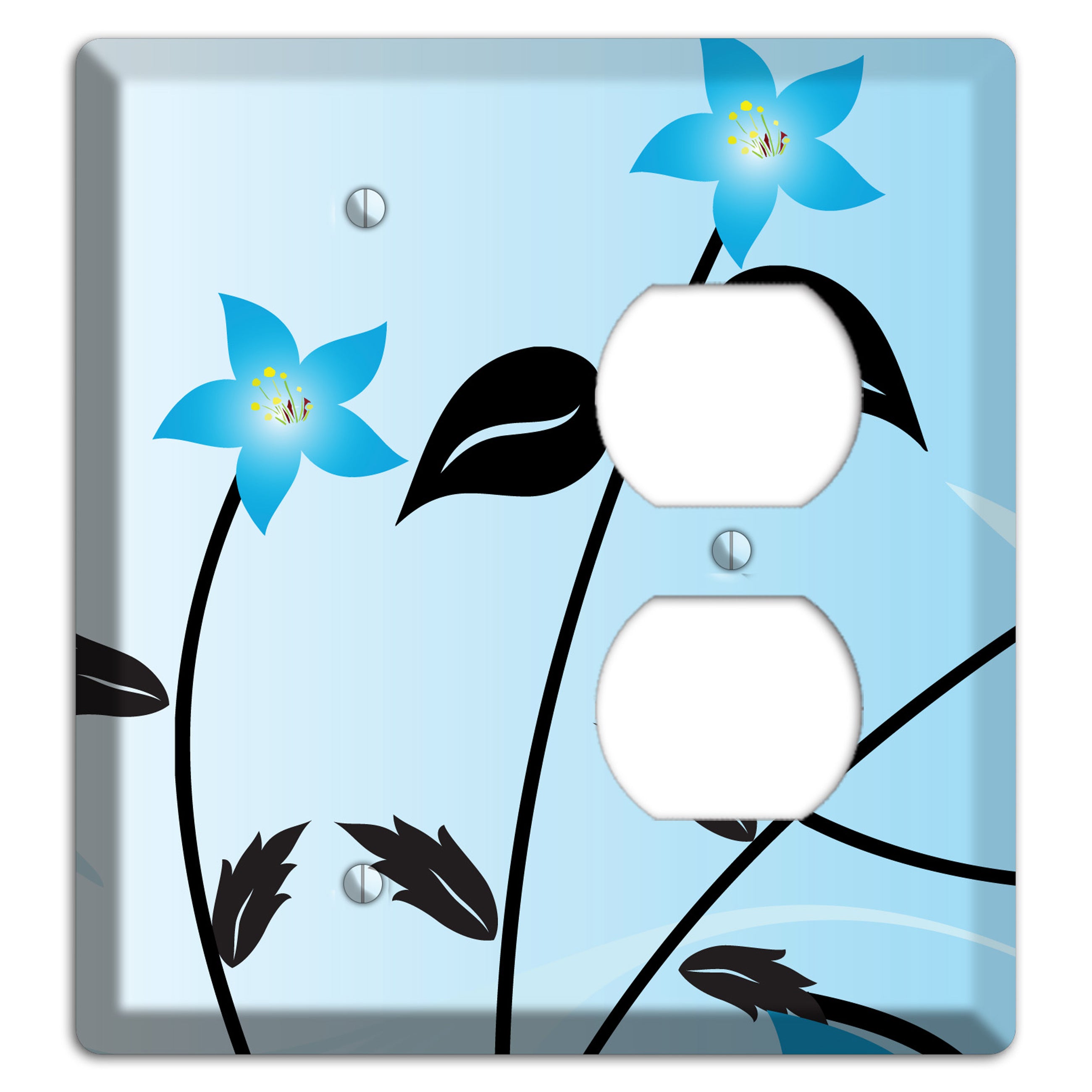 Blue Double Sprig Blank / Duplex Wallplate