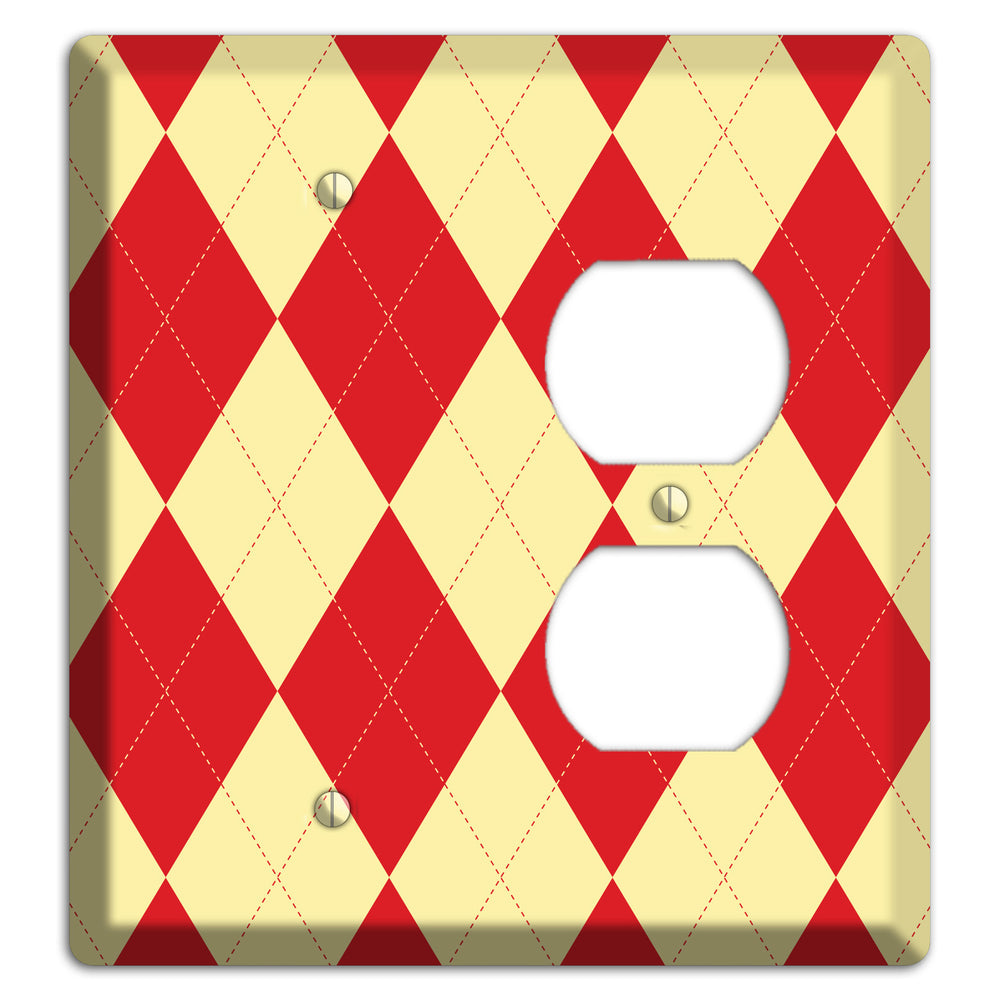 Orange and Yellow Argyle Blank / Duplex Wallplate