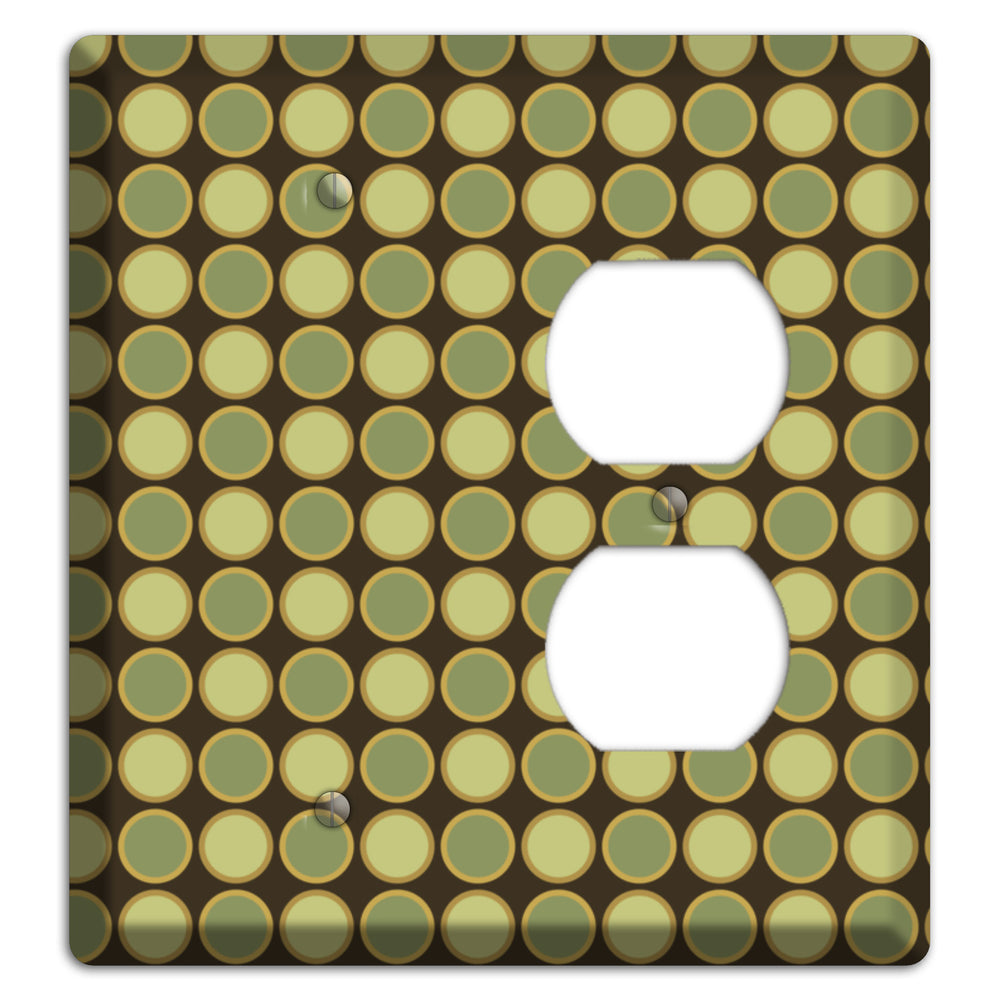Dark Grey with Multi Olive Tiled Dots Blank / Duplex Wallplate