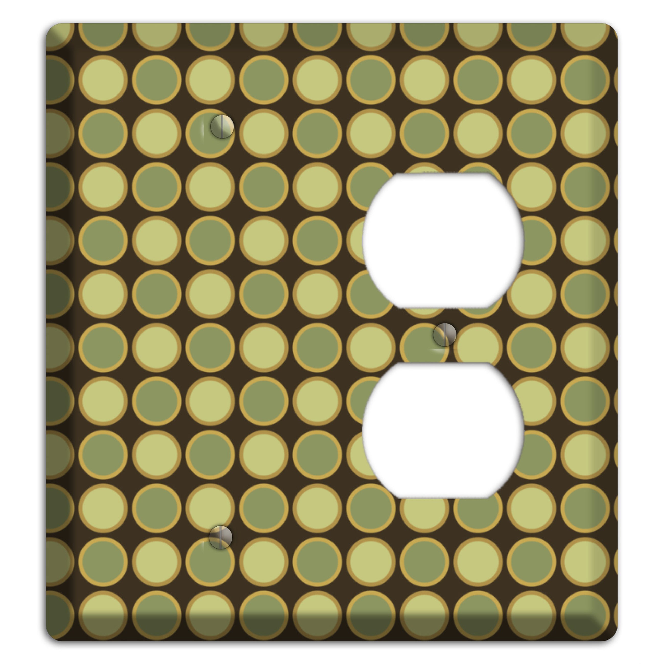 Dark Grey with Multi Olive Tiled Dots Blank / Duplex Wallplate