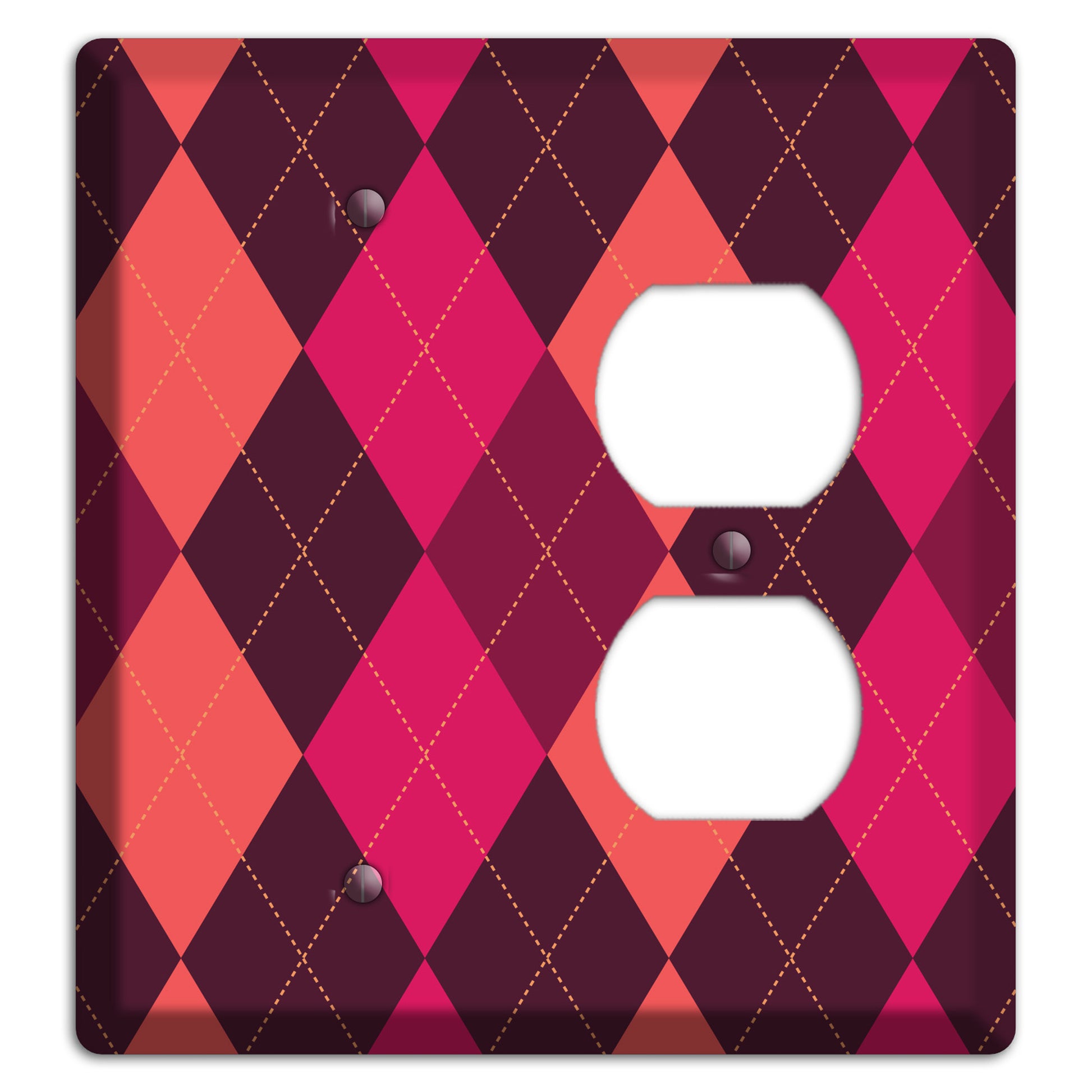 Orange and Pink Argyle Blank / Duplex Wallplate