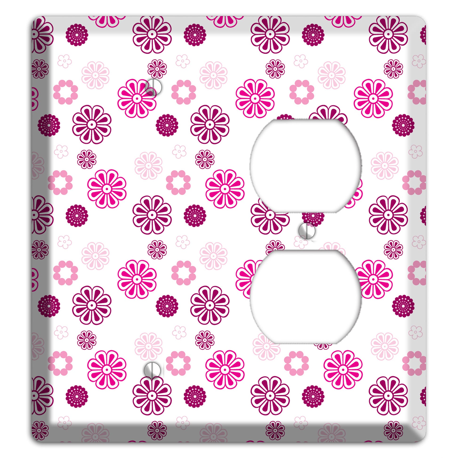 Maroon and Pink Retro Floral Blank / Duplex Wallplate