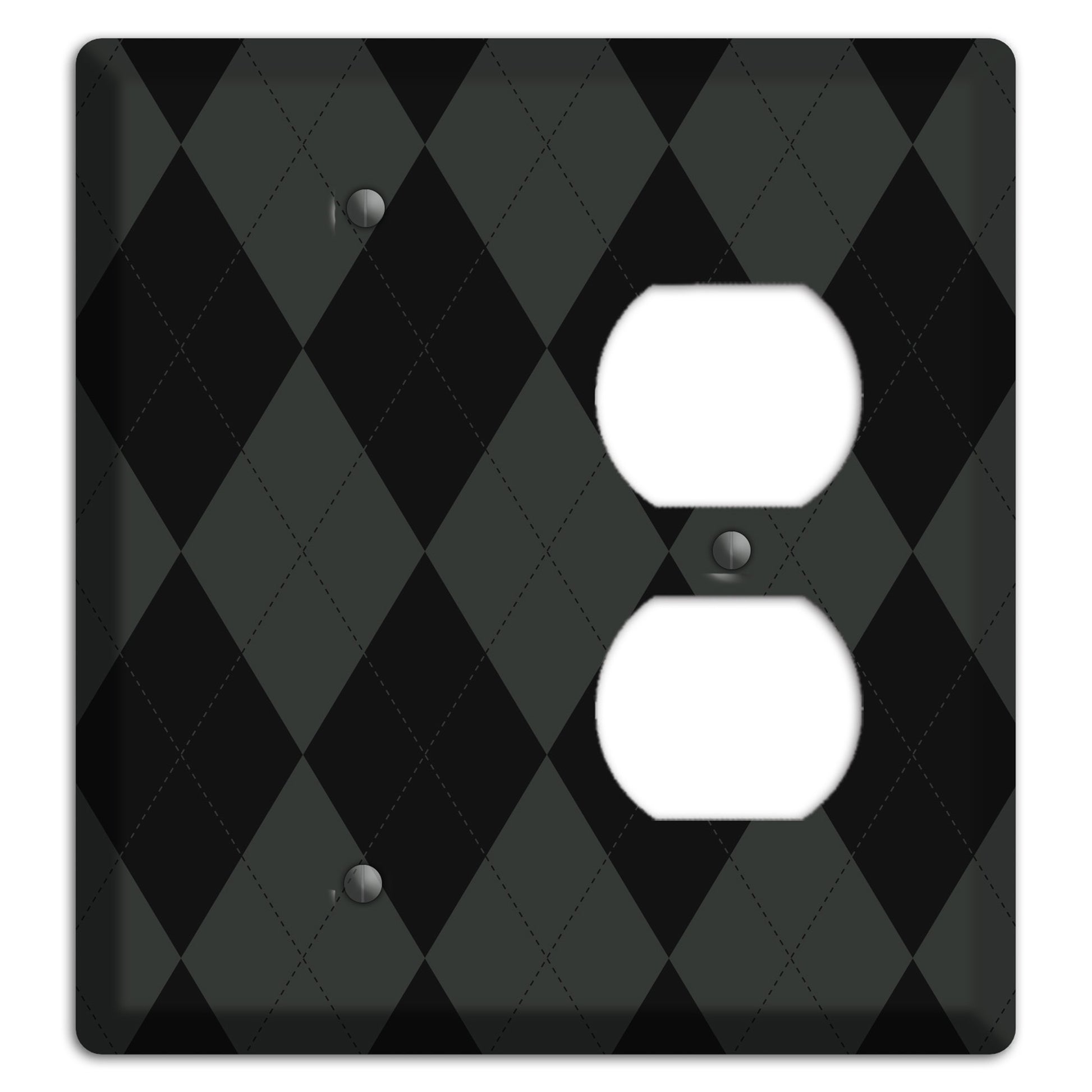 Gray and Black Argyle Blank / Duplex Wallplate