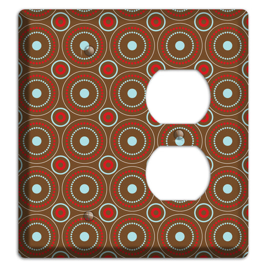 Brown with Red and Dusty Blue Retro Suzani Blank / Duplex Wallplate