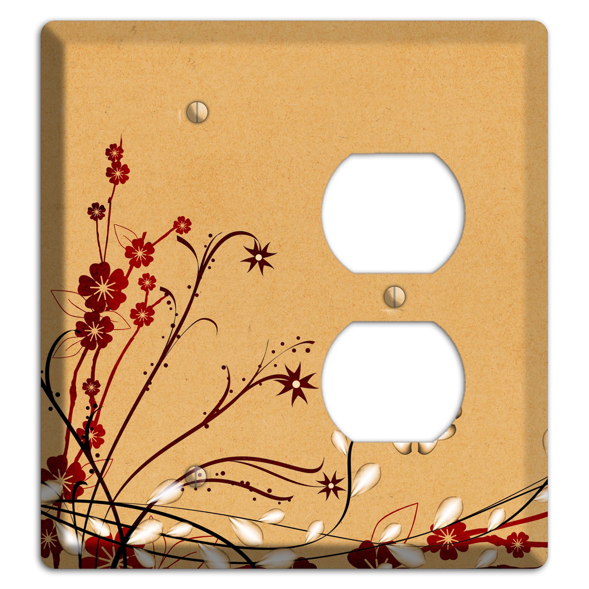 Delicate Red Flowers Blank / Duplex Wallplate