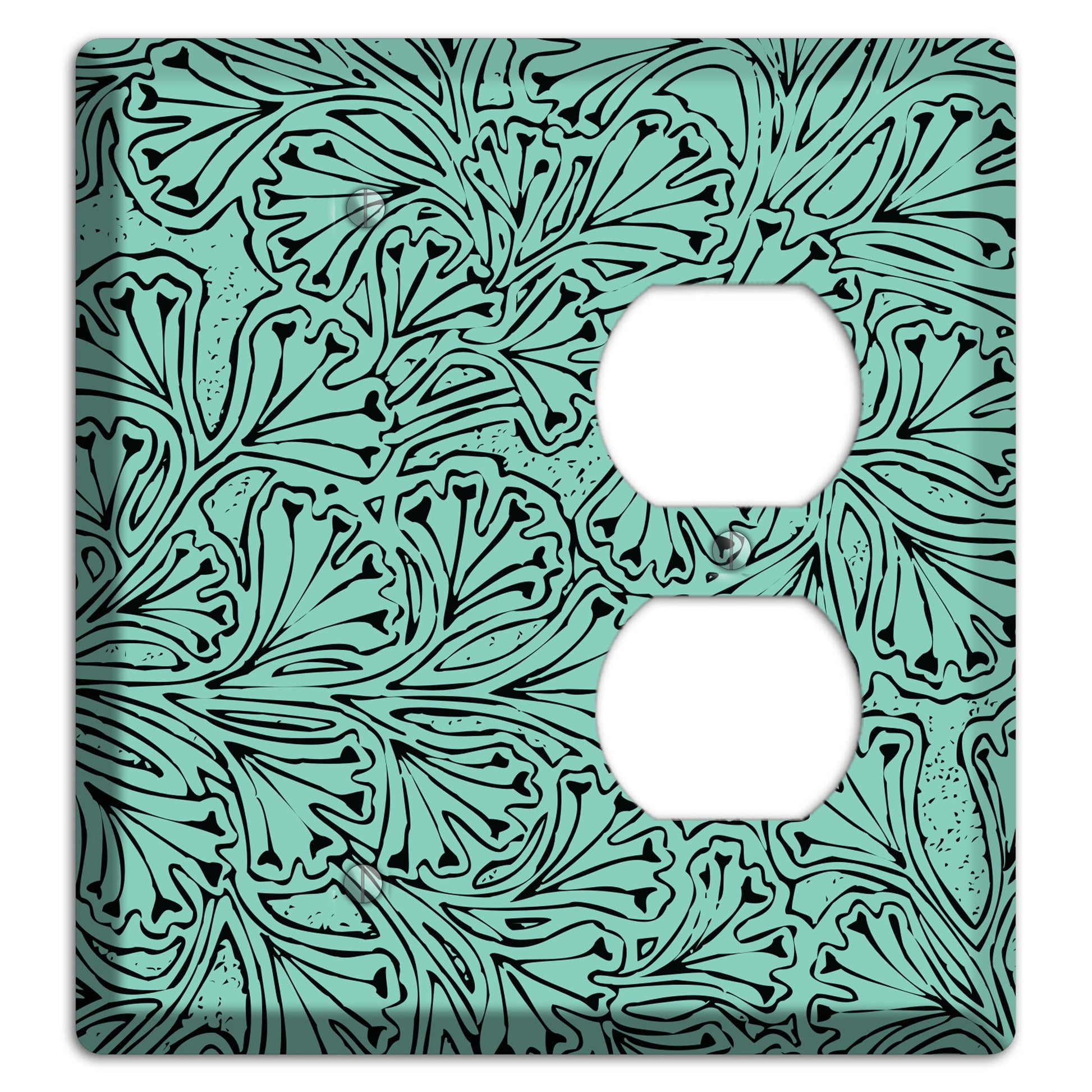 Deco Olive Interlocking Floral Blank / Duplex Wallplate