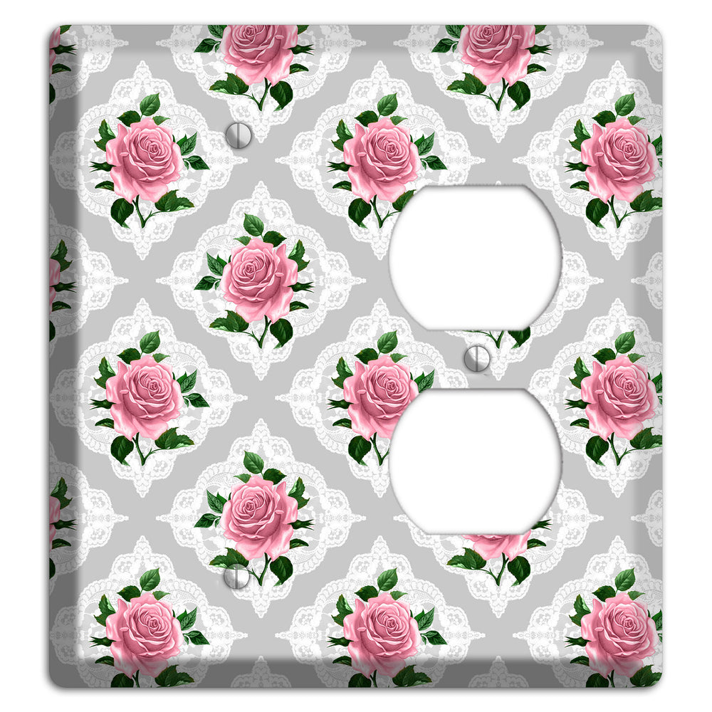Gray Rose Doily Blank / Duplex Wallplate