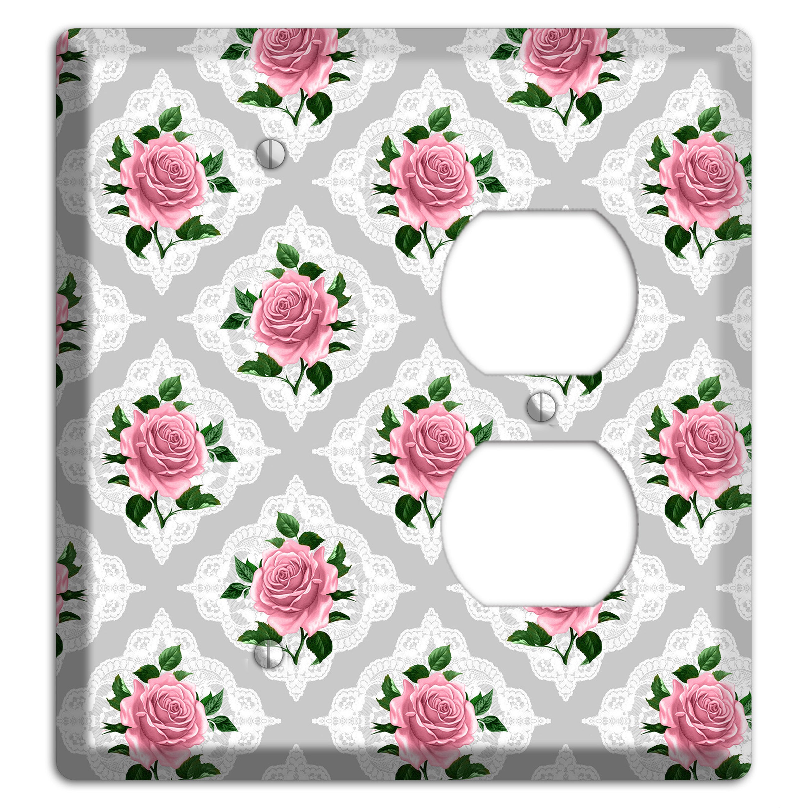 Gray Rose Doily Blank / Duplex Wallplate