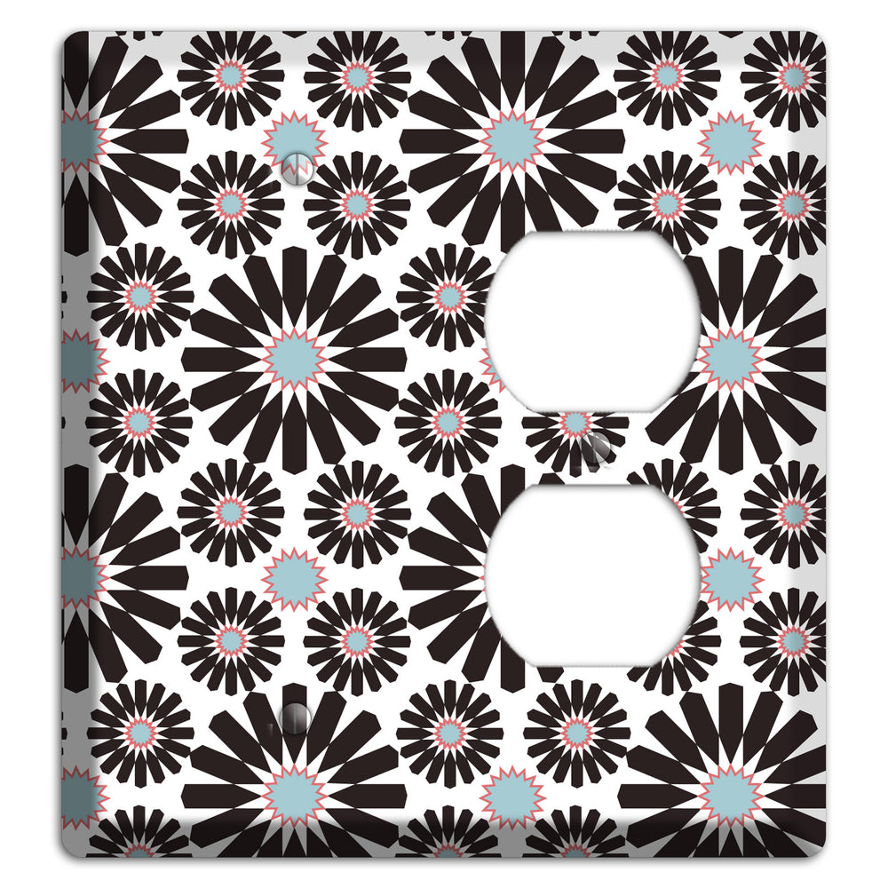 Dusty Blue Maroon Scandinavian Floral 2 Blank / Duplex Wallplate