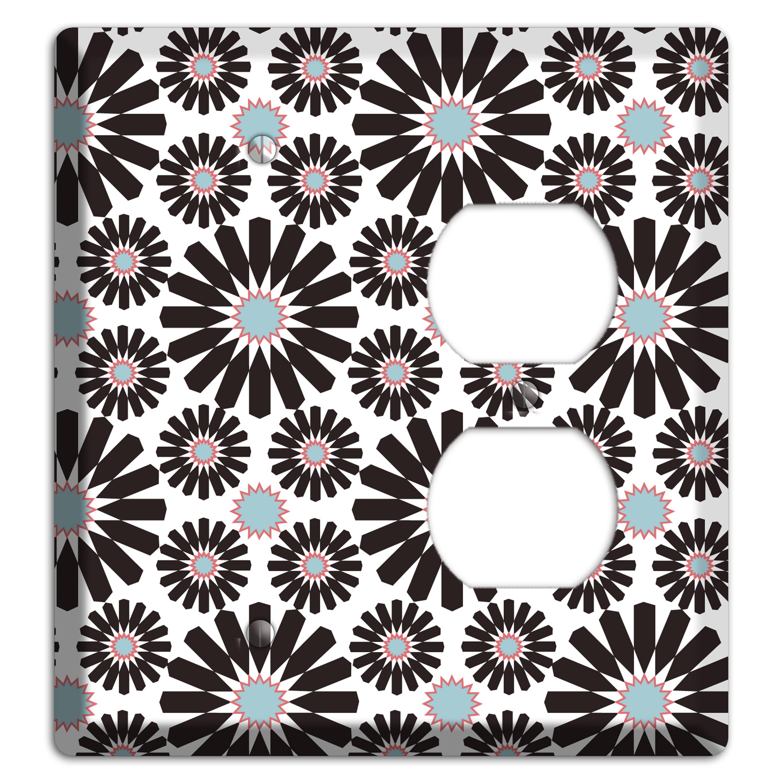 Dusty Blue Maroon Scandinavian Floral 2 Blank / Duplex Wallplate