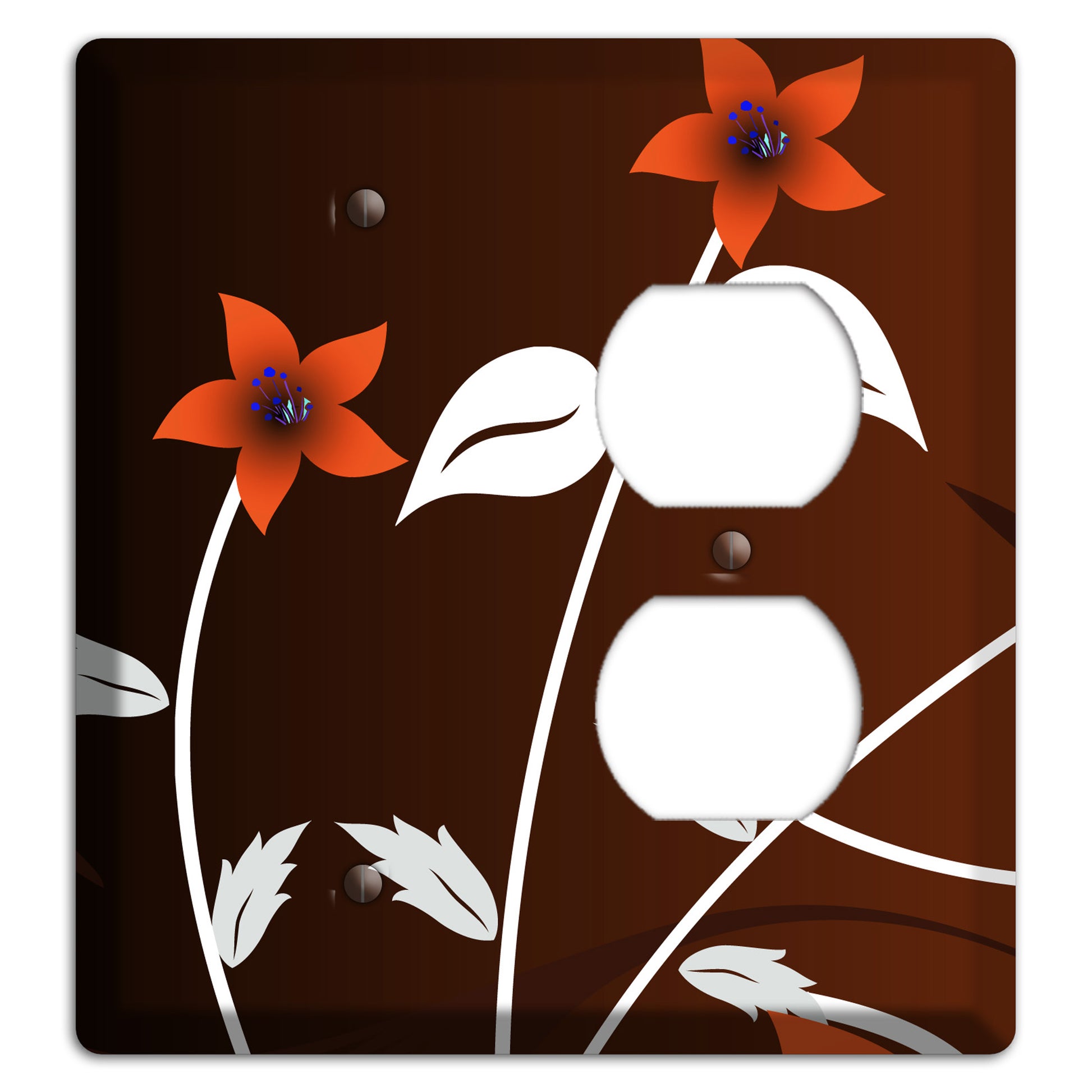 Black and Red Double Sprig Blank / Duplex Wallplate