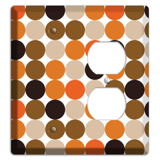 Orange Brown Black Beige Tiled Dots Blank / Duplex Wallplate
